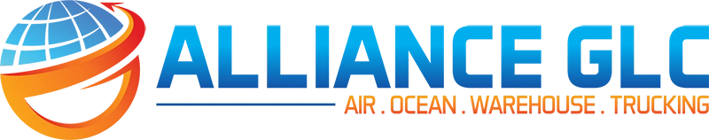 A green background with the word alliance air. Ocean in blue letters