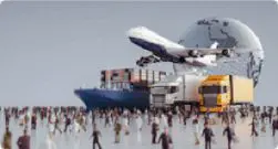 A large group of people standing around a ship.