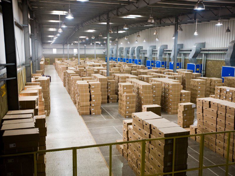 A warehouse filled with boxes of items.